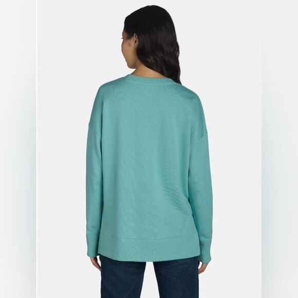 🩵NWT Aqua Lightweight Hi-Low Long Sleeve Sweatshirt Large - Picture 3 of 12